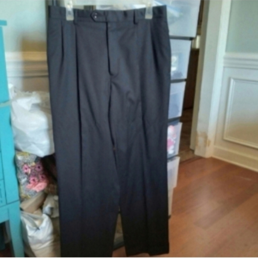 Jos A Banks 100% Wool Classic Black Dress Pants Men's 32 X 29 Pleats EUC